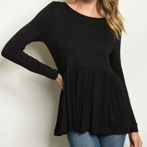 Black tunic top with V plunge at back & Self tie - Picture 3 of 4